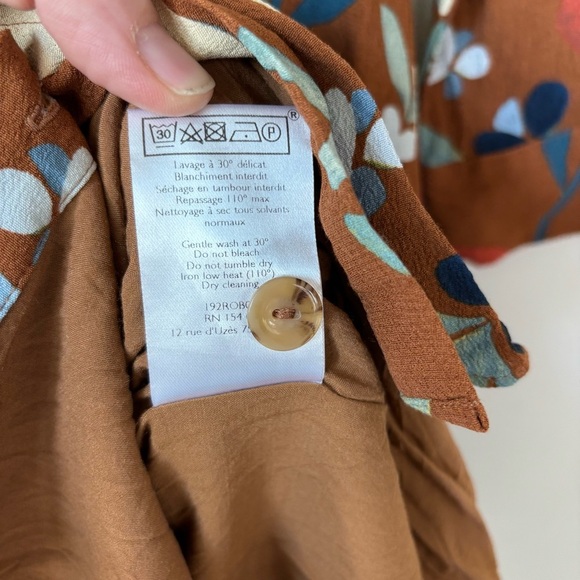 Sezane Vic Midi Dress in Brown Floral Design Size 34/2 - Picture 8 of 13